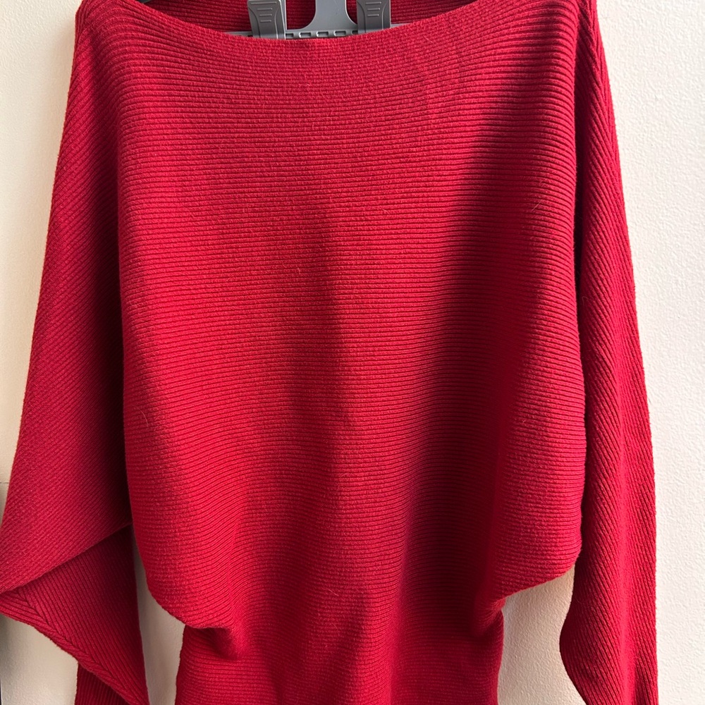 Elegant Off-the-Shoulder Red Sweater